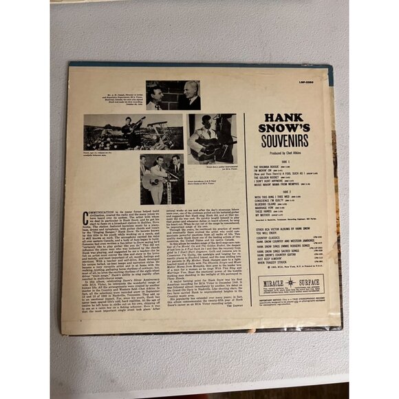 Hank Snow Souvenirs Vinyl LP Album RCA Victor LSP-2285 Country 1961 Pre-Owned - Picture 2 of 4